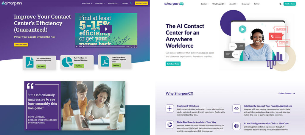 Sharpen Homepage Before and After